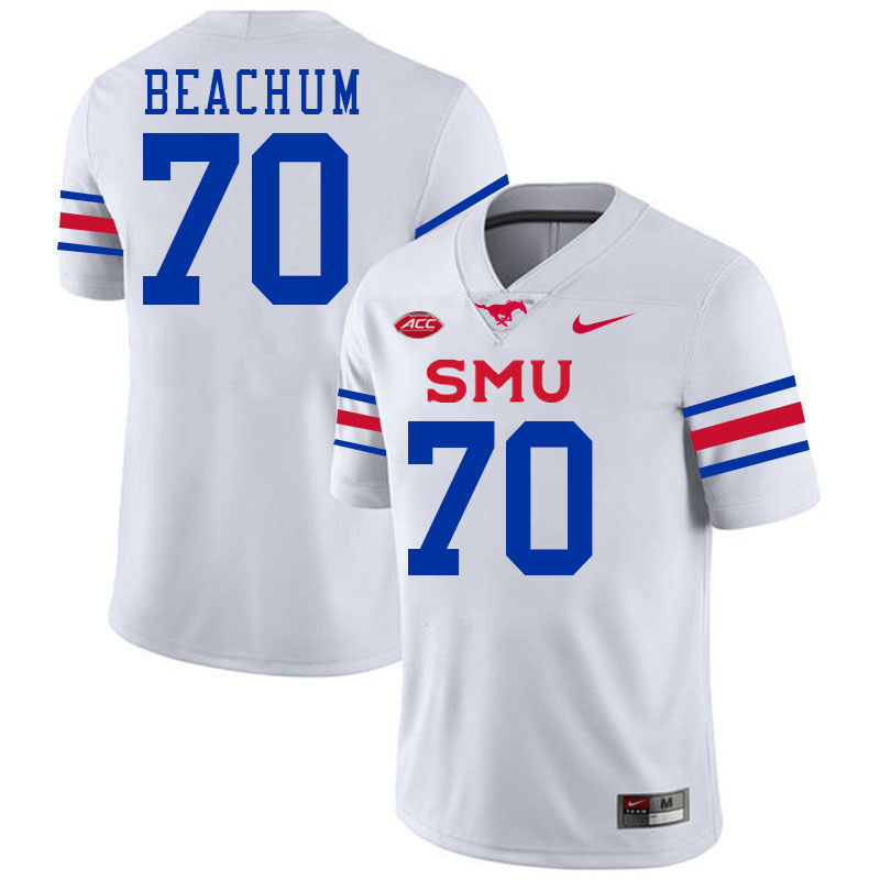 SMU Mustangs #70 Kelvin Beachum Jersey College Football Uniforms-White